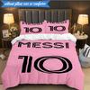 Messi's Pink  3pcs Bedding,Including 1pc Duvet Cover And 2pcs Pillowcases Perfect for Christmas,Ideal for Bedroom, Dormitory