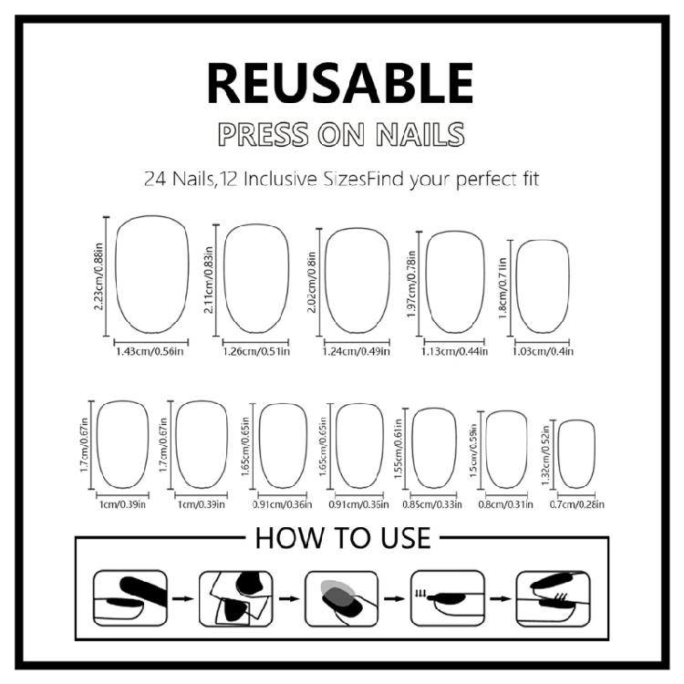 24 Stück Valentinstag Press-On-Nägel Herz Künstlicher Nagel Französische Spitze Falscher Nagel Kurz Oval Aufkleb-Nagel für Party