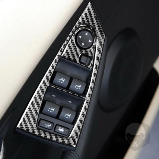 3Pcs Carbon Fiber Interior Window Lift Switch Cover Trim For BMW 6Series E63 E64