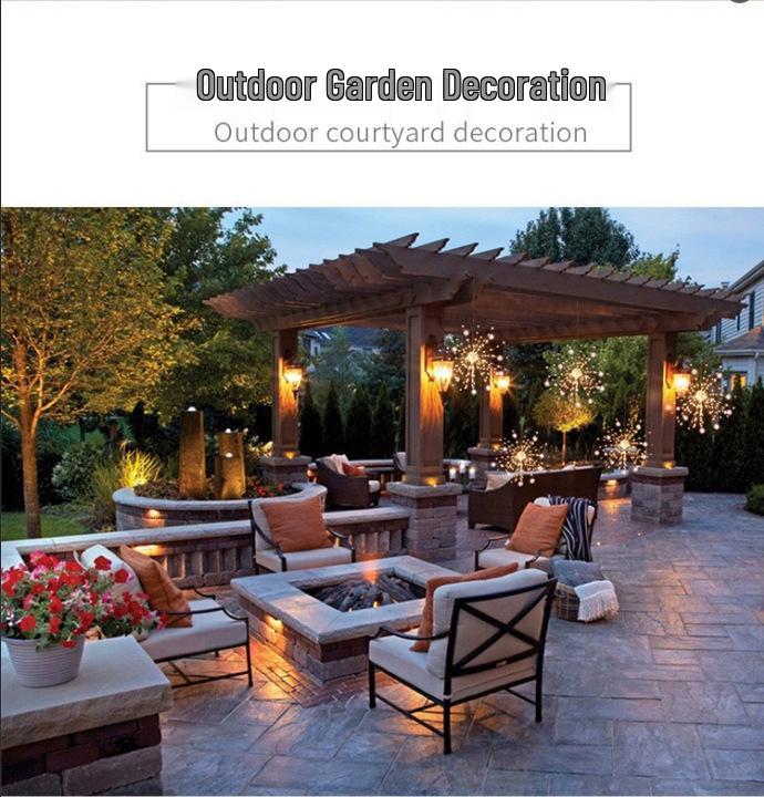 Solar LED Firework String Lights: Waterproof, Remote-Controlled Dandelion Design for Outdoor Hanging