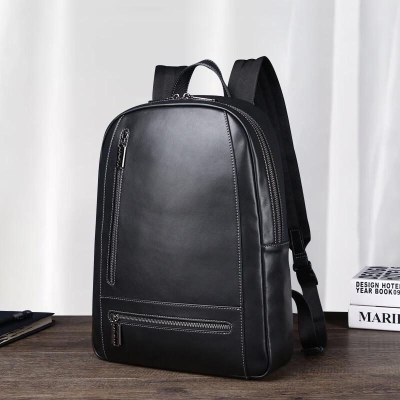 SCHWARZETIENNE Men s Genuine Leather Business Backpack