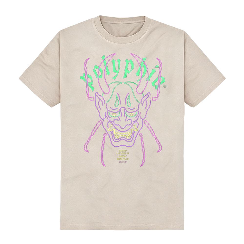 Polyphia Devils Cyberpunk Vaporwave Neon Line Print Black Cotton Tshirts Punk Fashion Round Neck Short Sleeve for Summer Unisex