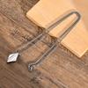 Rhombus Man Necklace Stainless Steel Jewelry Pendant With Adjustable Box Chain Collar Father Boyfriend Valentine's Day Gift