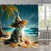Funny Cat Children'S Shower Curtain Colourful Cartoon Patterns Children'S Room Curtains Bathroom Decor Accessories With Hooks