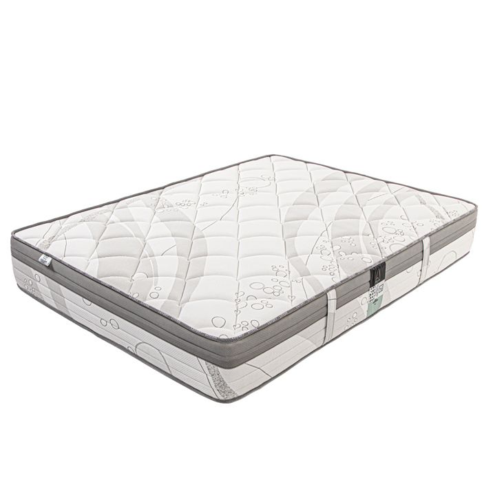 Ensemble Matelas 160x200 cm, ViscoPlus, 26 cm, mémoire de forme, ferme, face été/hiver + sommier gris ep20cm + 2 oreillers + couette