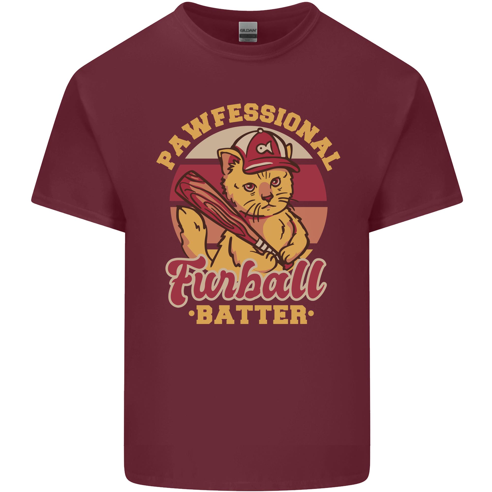 Funny Baseball Cat Furball Batter Unisexs Light Cotton TShirt S