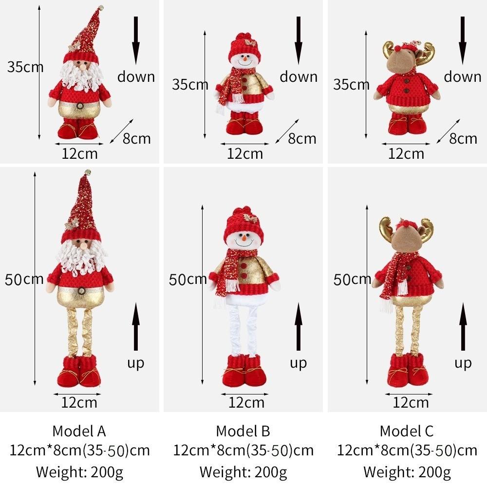 50CM Christmas Telescopic Doll Dwarf Snowman Christmas Deer Decoration Christmas Reindeer Retro Small Size Christmas Ornament