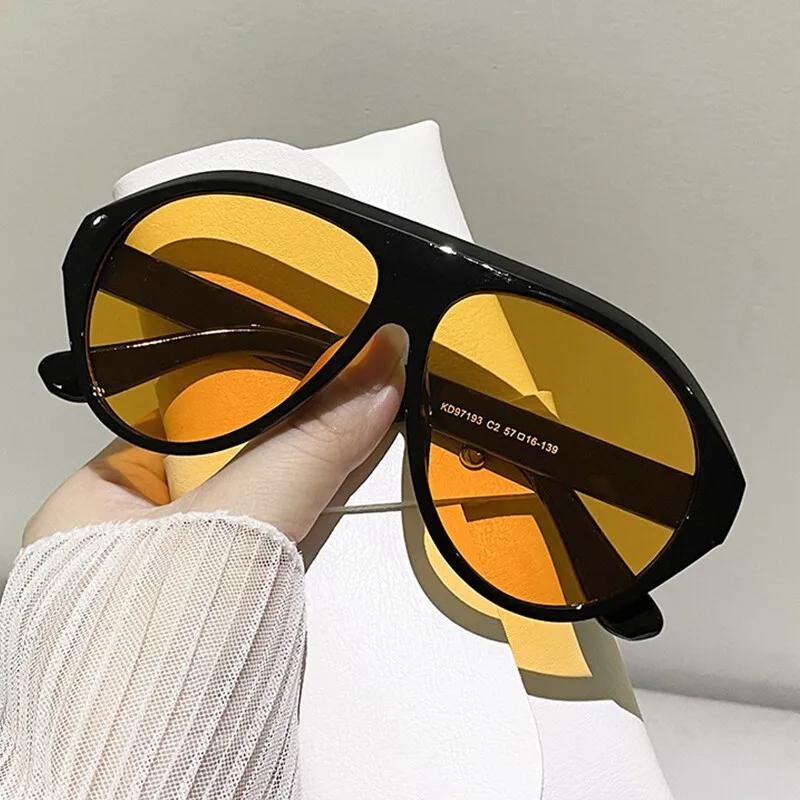 Fashion Oversized Pilot Sunglasses Women Vintage Green Orange Shades Uv400 Men Outdoor Sports Driving Gradient Sun Glasses