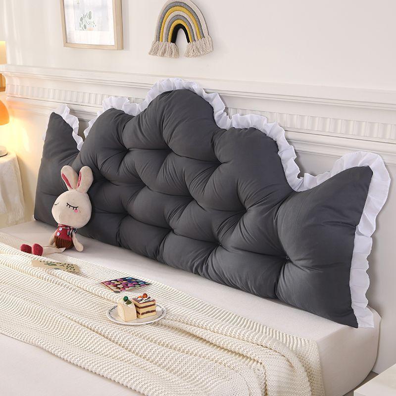 Solid Color Bede Pillow Backrest Sle Dormitory Bedroom Tatami Waist Support Soft Pack Large Pillow Non-Sagging Fixed
