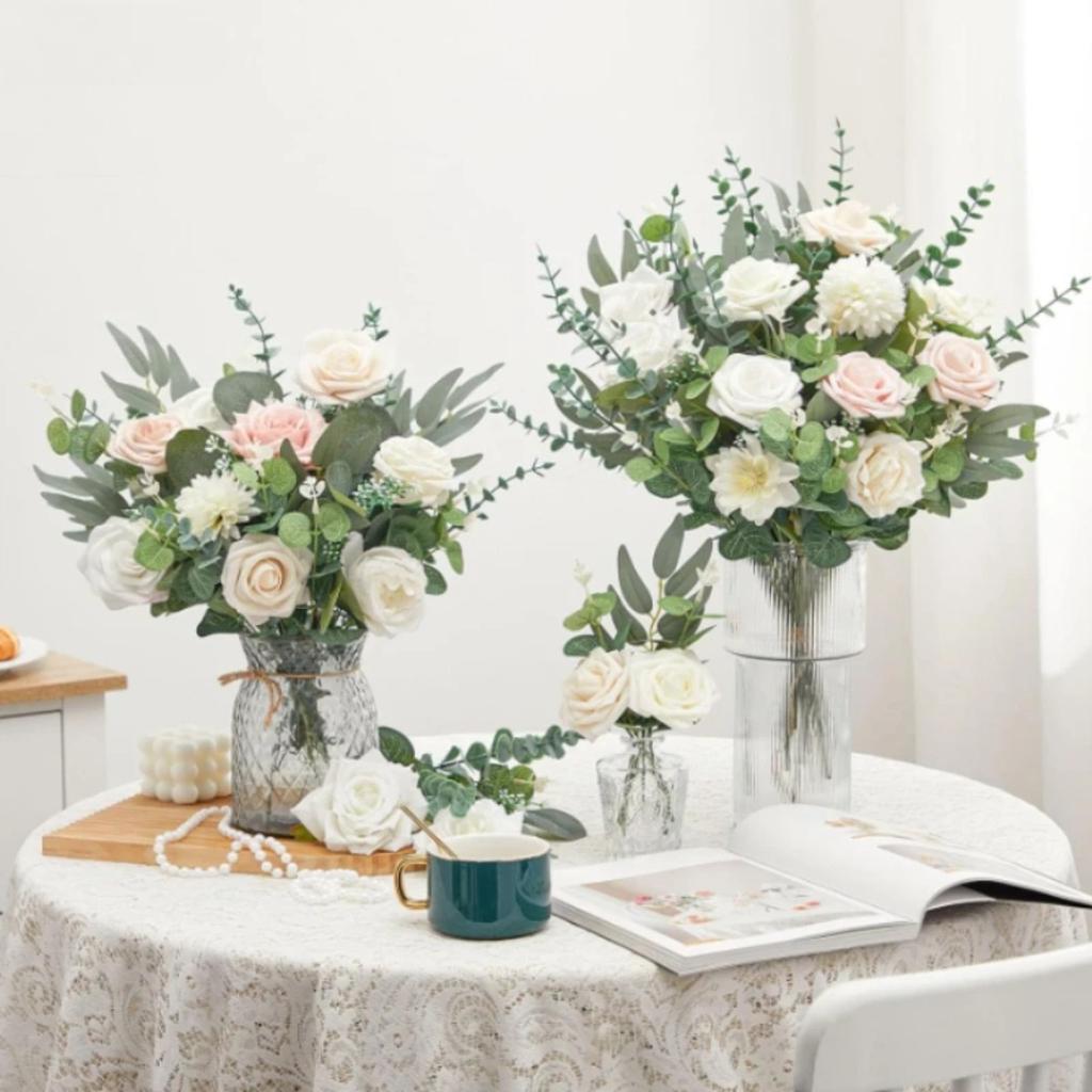 10/20Pcs Artificial Eucalyptus Leaf Stems Green Fack Plants Living Room Decoration Bride Wedding Holding Flowers Bouquet Decor