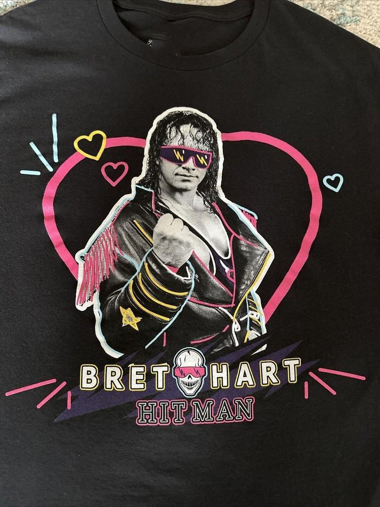 Bret Hitman Hart Black T-Shirt Cotton Tee For Men Size S-4Xl V064 Unisex T-Shirt XL
