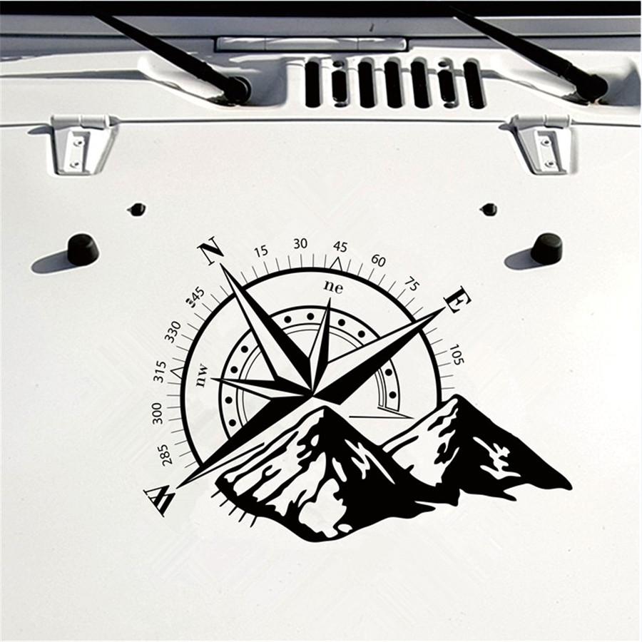 Black Car Hood Bonnet Door Panel Sticker Compass Graphics Vinyl Decal 48 X 34Cm