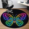 1PC Neon Butterfly Office Round Area Rug, Indoor Mat Suitable For Office, Under Office Chairs Bedroom Living Room Home Decor, Room Deco 105