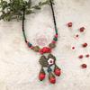 New Forest handmade ceramic necklace, women's retro versatile sweater chain simple long accessories pendant