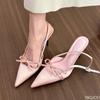 Fashion Summer New Women's Sandals 2025 Bow Elegant High Heel Shoes Non Slip Pointed Party Lady Footwear Fashion Open Heel Sandals Mujer