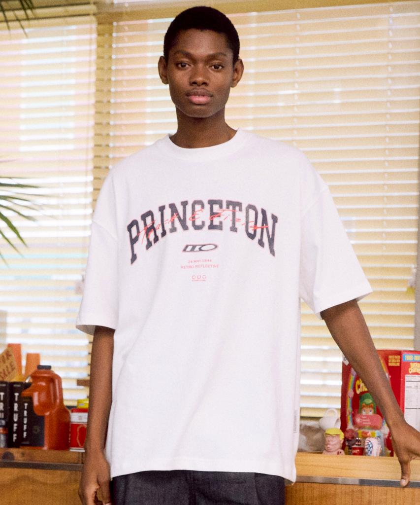 DTHIRTYONE Princeton Overlay Print T-Shirt (White Cream)