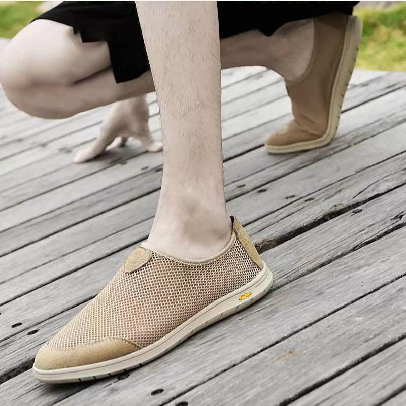 Duże siateczkowe pojedyncze buty letnie oddychające puste męskie buty codzienne sportowe outdoorowe cienkie buty na desce jeden pedał buty taty