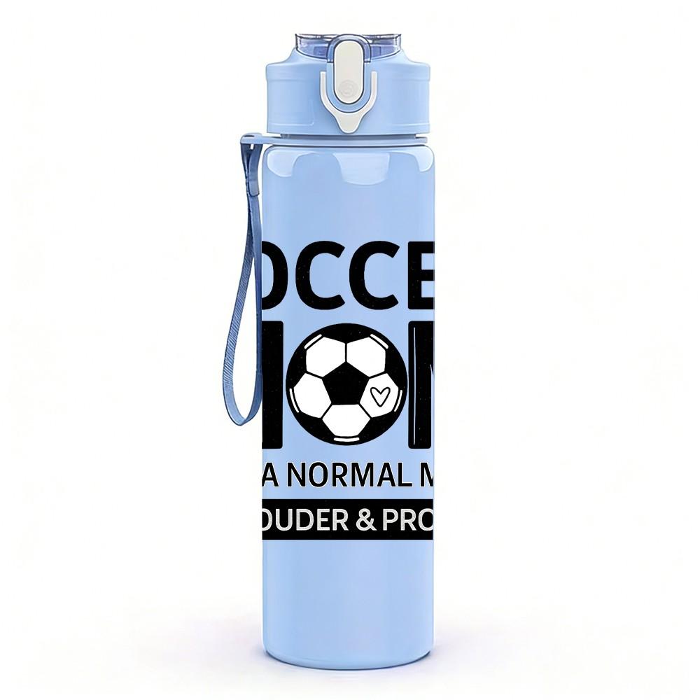 1PC Soccer Mom Letter Print 750ml Color Plastic Sports Water Bottle Leakproof Flip Straw Lid Suitable for Sports Office Home Use
