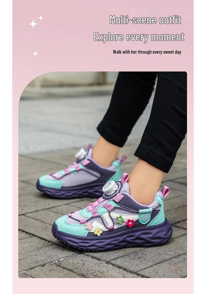 Bobodou Girls' Sports Mesh Shoes 2026 - New Spring/Autumn Breathable Sneakers for Middle/Big Kids