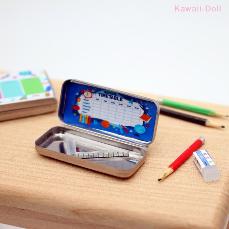 Dollhouse Stationery Pencil Case Organizer Box 1:6/1:12 Stationery Box Pencil Box Model Accessories Kid Pretend Toys