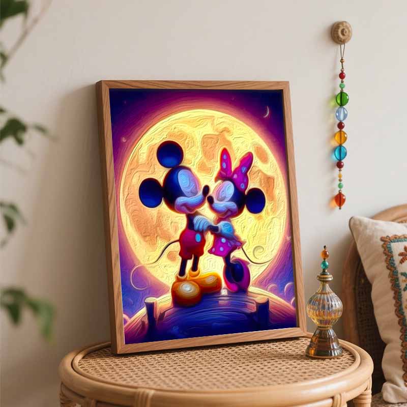 Disney Mickey Minnie Moon digital oil painting diy handpainted coloring painting home decoration room wall art gift for lover decor