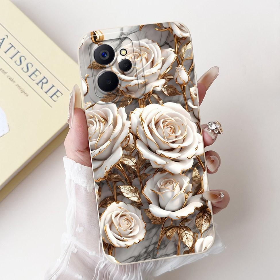 For Realme10 5G China RMX3663 Cover For Realme 10 5G Case Silicone Luxury Fashion Flowers Kawaii Cute Cat Shockproof Phone Case
