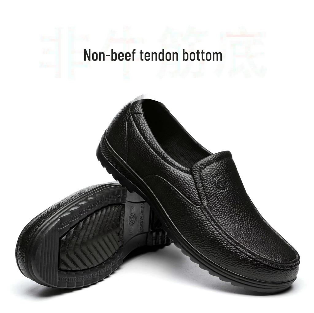 Men's Plastic Low-Top Kitchen Rain Boots: Waterproof, Oil-Proof, Non-Slip, Labor Protection Rubber Shoes for Construction Sites and Fishing.