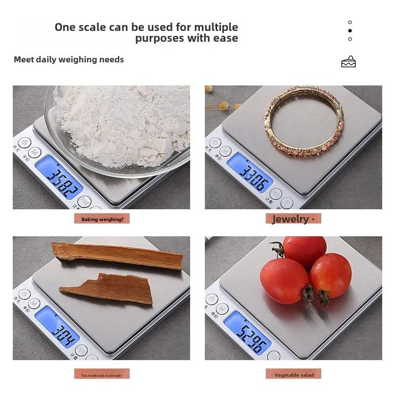 Digital Kitchen Scale Mini Pocket Stainless Steel Precision Jewelry Electronic Balance Weight Gold Gram 0.1/3000g Weigh Scales