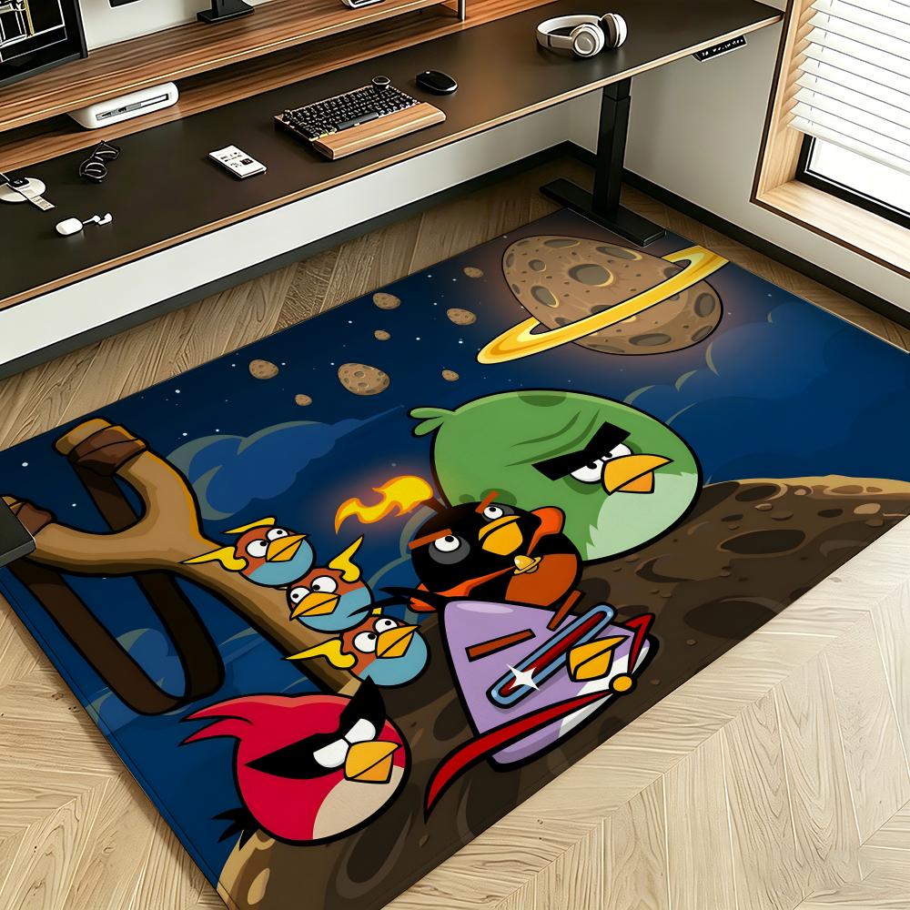 Game A-angry B-Birds Floor Mat Soft Flannel Floor Mat Suitable for Entryways, Living Rooms, Bedrooms, and Bathrooms
