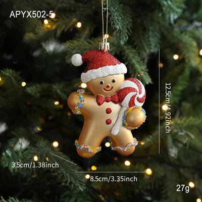 NeGold Red Gold Sticky Powder Plastic Pendant Matte Pink Cartoon Pendant Christmas Tree Window Hanging Decoration