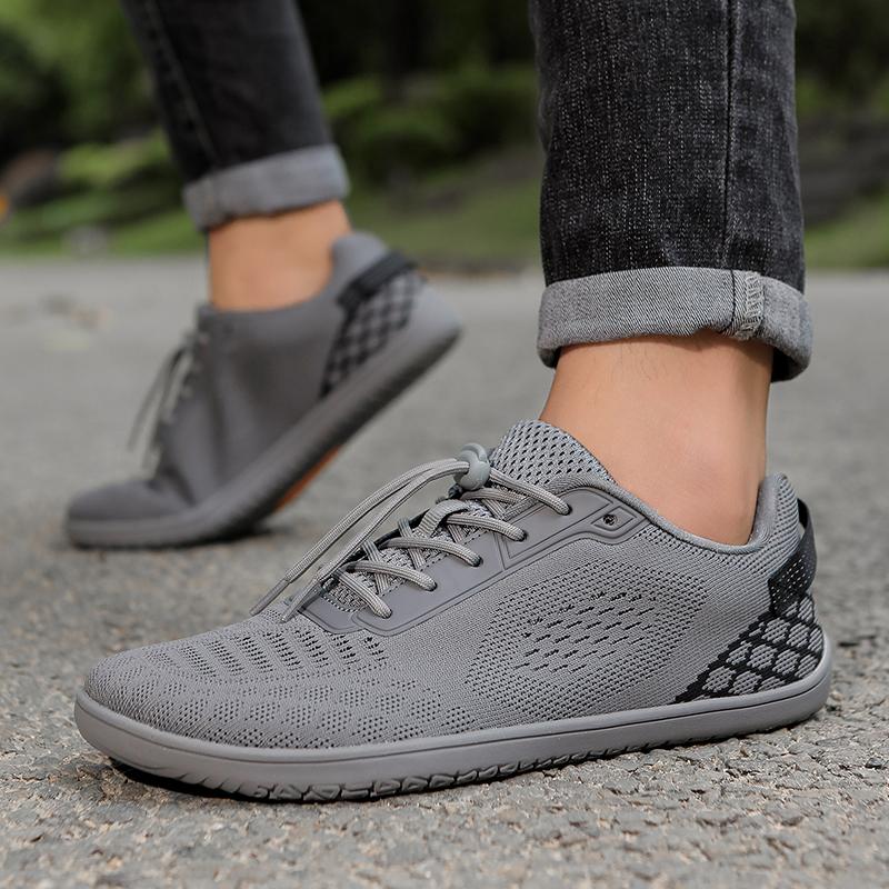 Fashion Wide Toe Men's Running Shoes Minimalist Casual Sneakers Breathable Mesh Walking Shoes Elastic Non-slip Trainers Male Flats