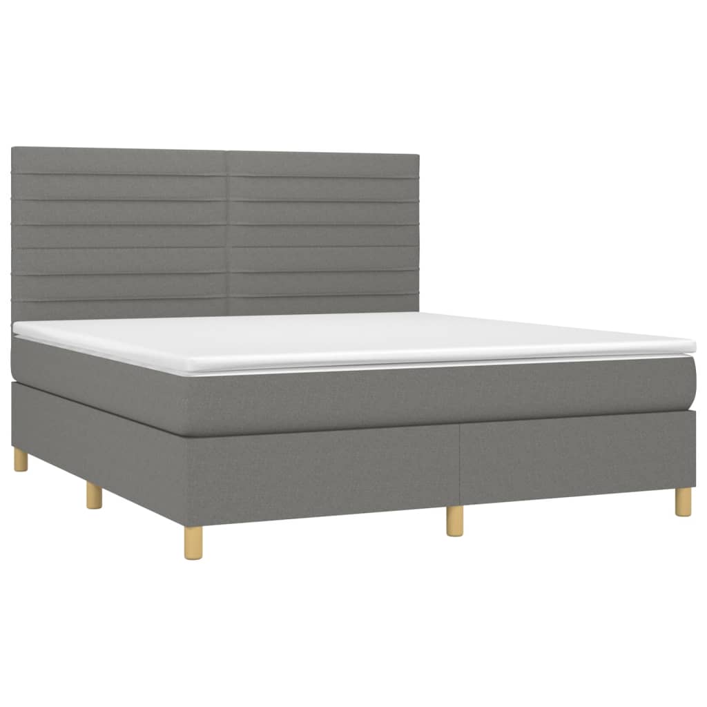 Box Spring Bed with Mattress Dark Gray 160 x 200 cm Fabric