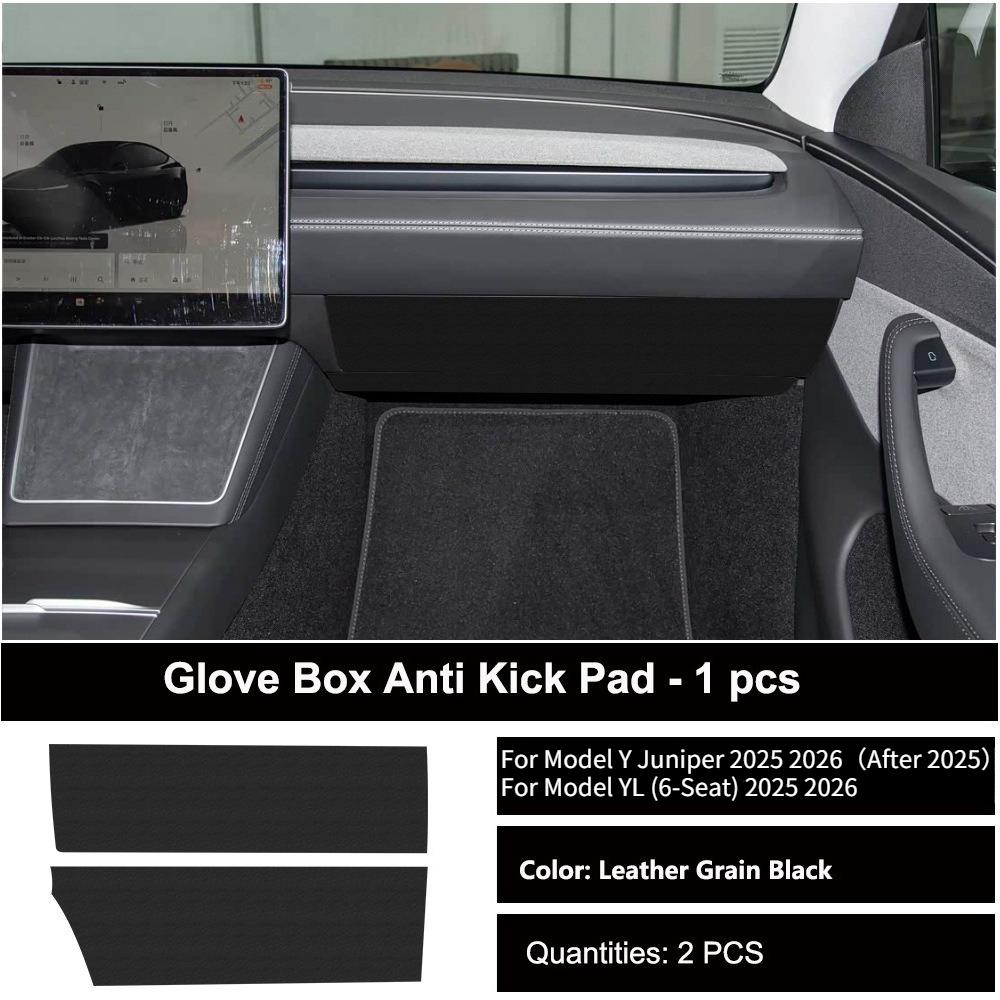 For Tesla Model 3 Y 2026 Car Door Anti-kick Mat Panel Leather Carbon Fiber Interior Glove Box Protective Sticker Car Accessories