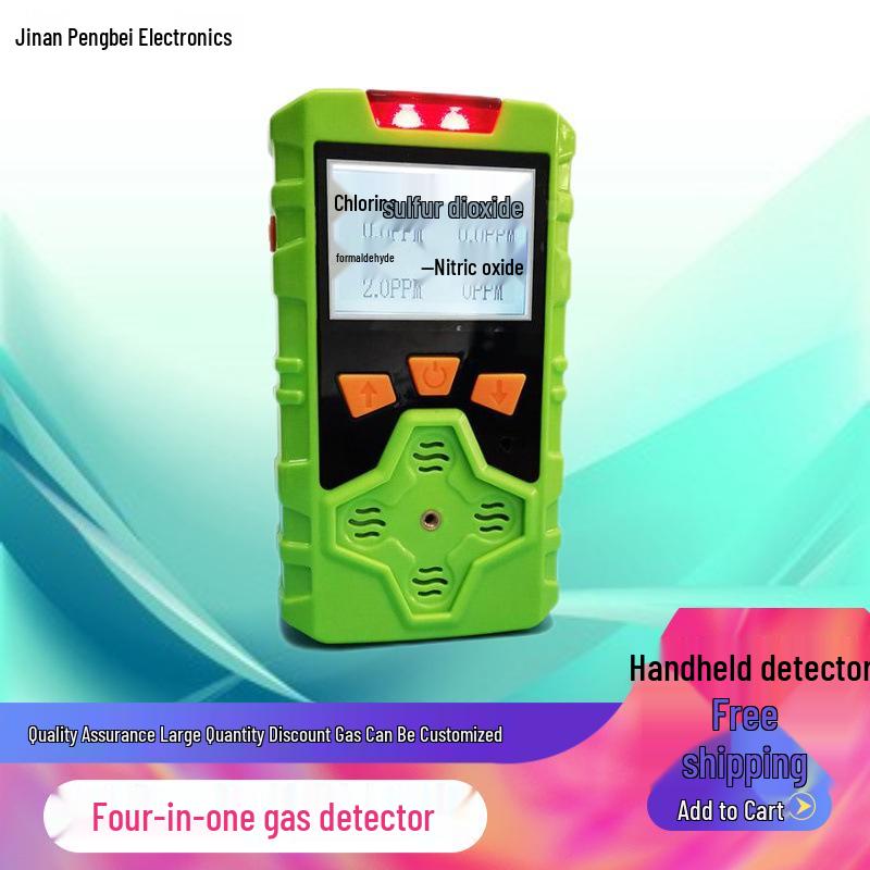 4-in-1 Portable Gas Detector: Oxygen, Carbon Monoxide, Hydrogen Sulfide, Ammonia, Chlorine.