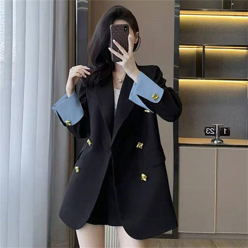 Damen Herbst 2025 Einreihiger Revers-Blazer - Langarm, Polyester, mit Taschen für den Arbeitsweg