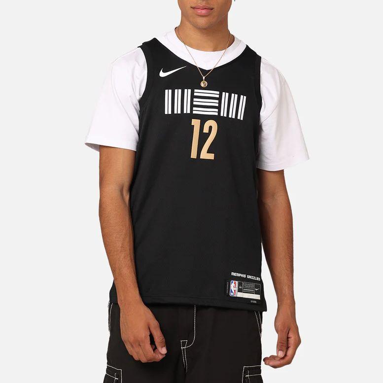 Nike Ja Morant Memphis Grizzlies No. 12 City Edition Fan Jersey 2023-24 Season Men Tops Black White DX8507-011
