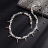 SHIXIN Punk Imitation Pearl Rivet Choker Necklace for Men Trendy Irregular Silver Color CCB Beaded Neck Chain Male Jewelry Gift