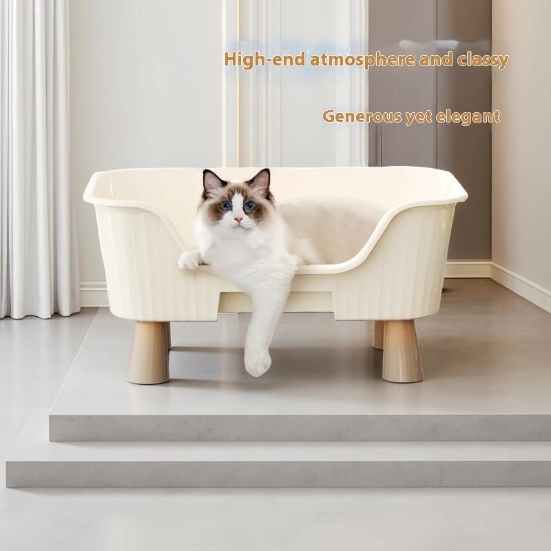 Prosta Półzamknięta Kuweta dla Kota o Dużej Pojemności Odporna na Zachlapania Z Podwyższeniem Miska do Czyszczenia Toalety dla Kota Artykuły dla Zwierząt