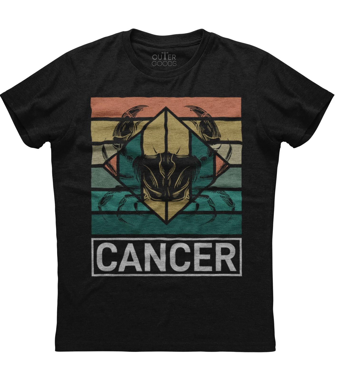 Cancer Zodiac Sign Vintage Design Mens Short Sleeve Cotton Black T-shirt L