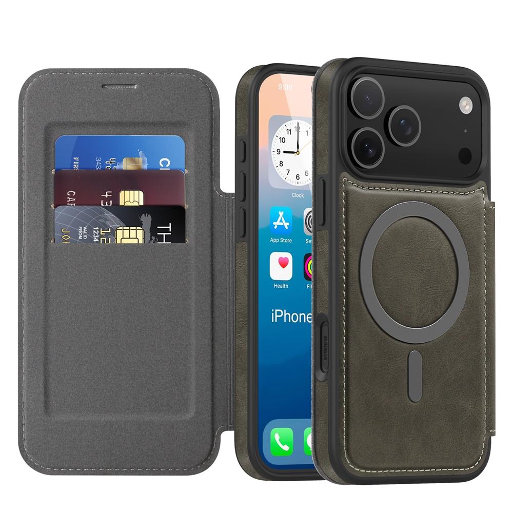 Stand Wireless Charging Flip Purse Case for For Iphone Air 17 Promax 16 Plus 15 14 Pro Max 13 PM 12 Magnetic Leather Case Cards Slot