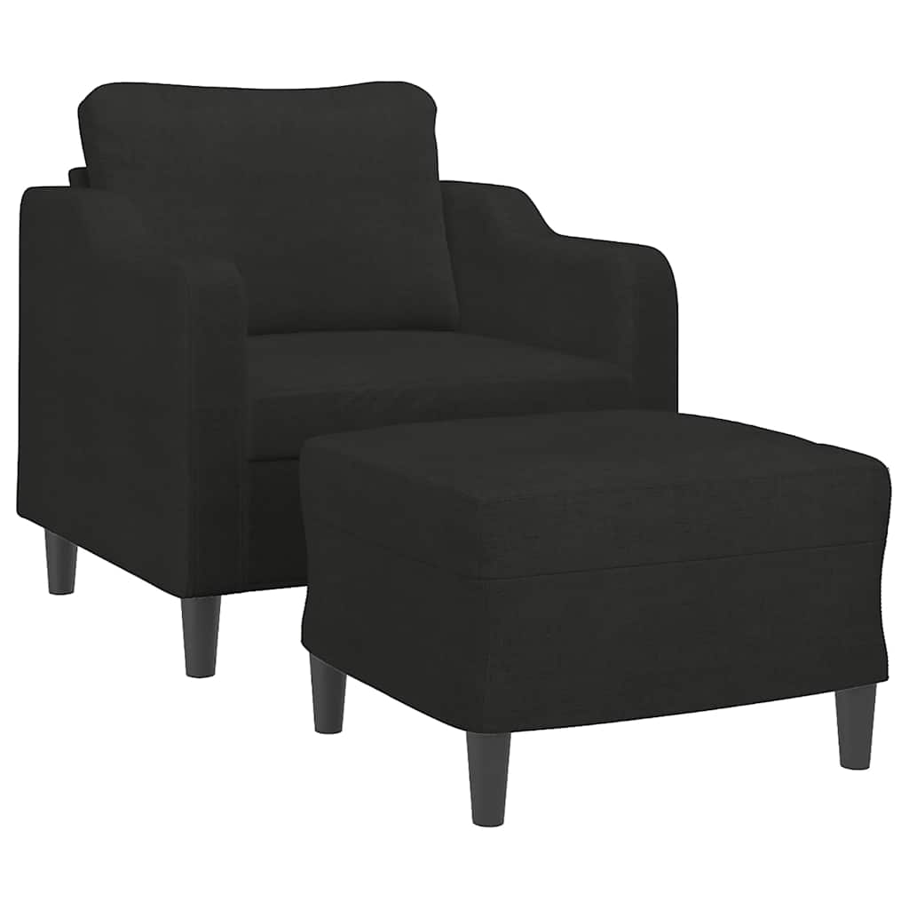 Vidaxl Fotel Z Podnóżkiem, Czarny, 60 Cm, Obity Tkaniną