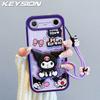 KEYSION Shockproof Case for TECNO Pova Slim 5G with Lanyard Soft Silicone Cute 3D Cartoon Doll Phone Back Cover for Spark Slim 4G