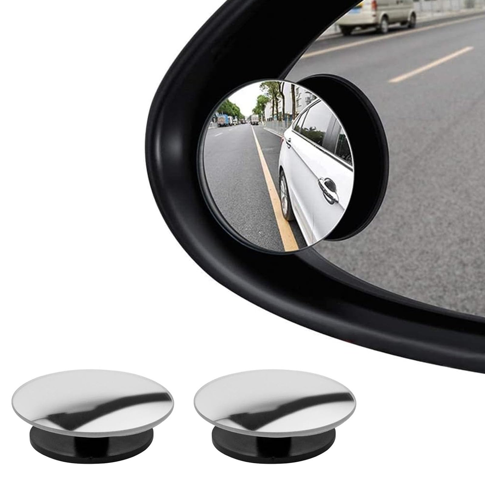 

KALOLINNA Car Auxiliary Mirror, 2 Pack Adjustable Blind Spot Mirror, Easy Installation, Wide View, 5.5*5.5CM