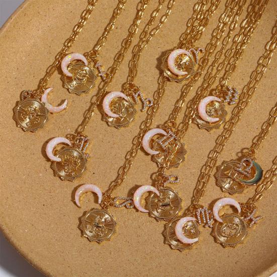 12 Constellations Pendant Necklace Faux Opal Moon Charm Necklace Constellation Symbol Jewelry Birthday Gift