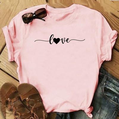 (Ασιατικό μέγεθος)Μπλουζάκι Καρδιά Ρυθμός Καρδιάς Τάση Χαριτωμένο Ρούχο Καθημερινό Κοντομάνικο Γυναικείο Εκτύπωση Κυρία Μόδα T-shirt Γυναικείο Γραφικό T-shirt