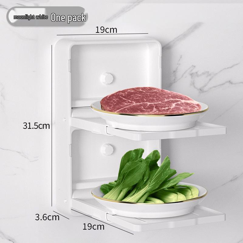 Extendable Wall-Mounted Plastic Dish Rack: Folding Kitchen Prep and Plate Storage Solution