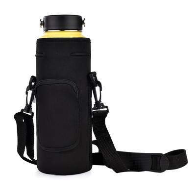 Water Bottle Case Keeps Bottles Cold Adjustable Shoulder Fits Bottles Up To 9cm In Black & Cover, Insulated, & Hot, 1000ml-1200ml, Neoprene,