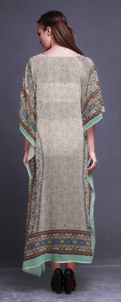 Phagun Damasco & Mandala Étnico Feminino Plus Size Caftan Roupa de Verão Cobertura de Praia Quimono