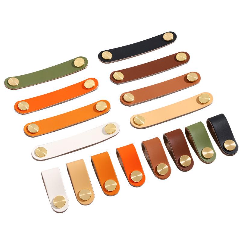 Cross-Border Brass and Leather Cabinet Pull Handle