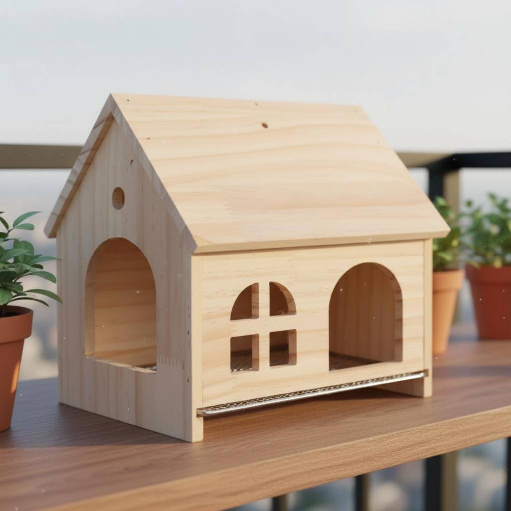 Parrot Breeding Box Ventilated Design Wooden Avian Home Box Fir Wood Avian Shelter Pull-Removable Tray Pet Supplies